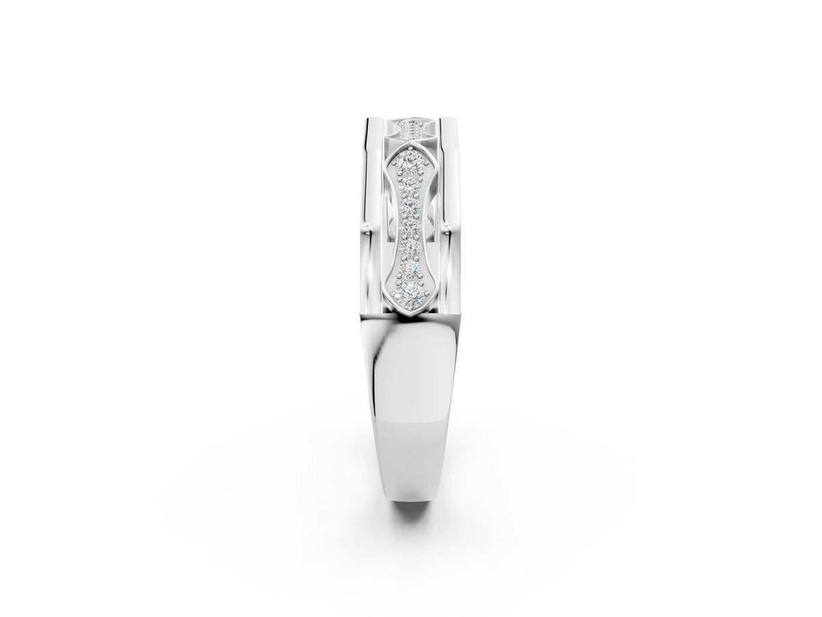 Silver Pavé Round Diamond Eternity Band with Bar Prong Setting_14