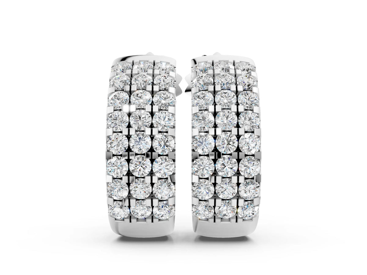Silver Pavé Round Diamond Hoop Earrings with Four-Prong Setting_2