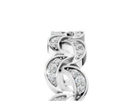 Silver Pavé Round Diamond Interlocking Eternity Band with Bezel Prong Setting_11
