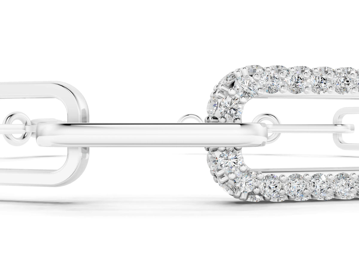 Silver Pavé Round Diamond Link Bracelet with Four-Prong Setting_3