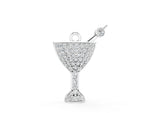 Silver Pavé Round Diamond Martini Glass Pendant with Bezel Prong Setting_2