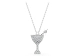 Silver Pavé Round Diamond Martini Glass Pendant with Bezel Prong Setting_3