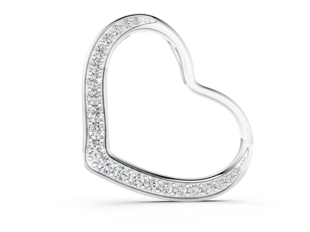 Silver Pavé Round Diamond Open Heart Pendant_2