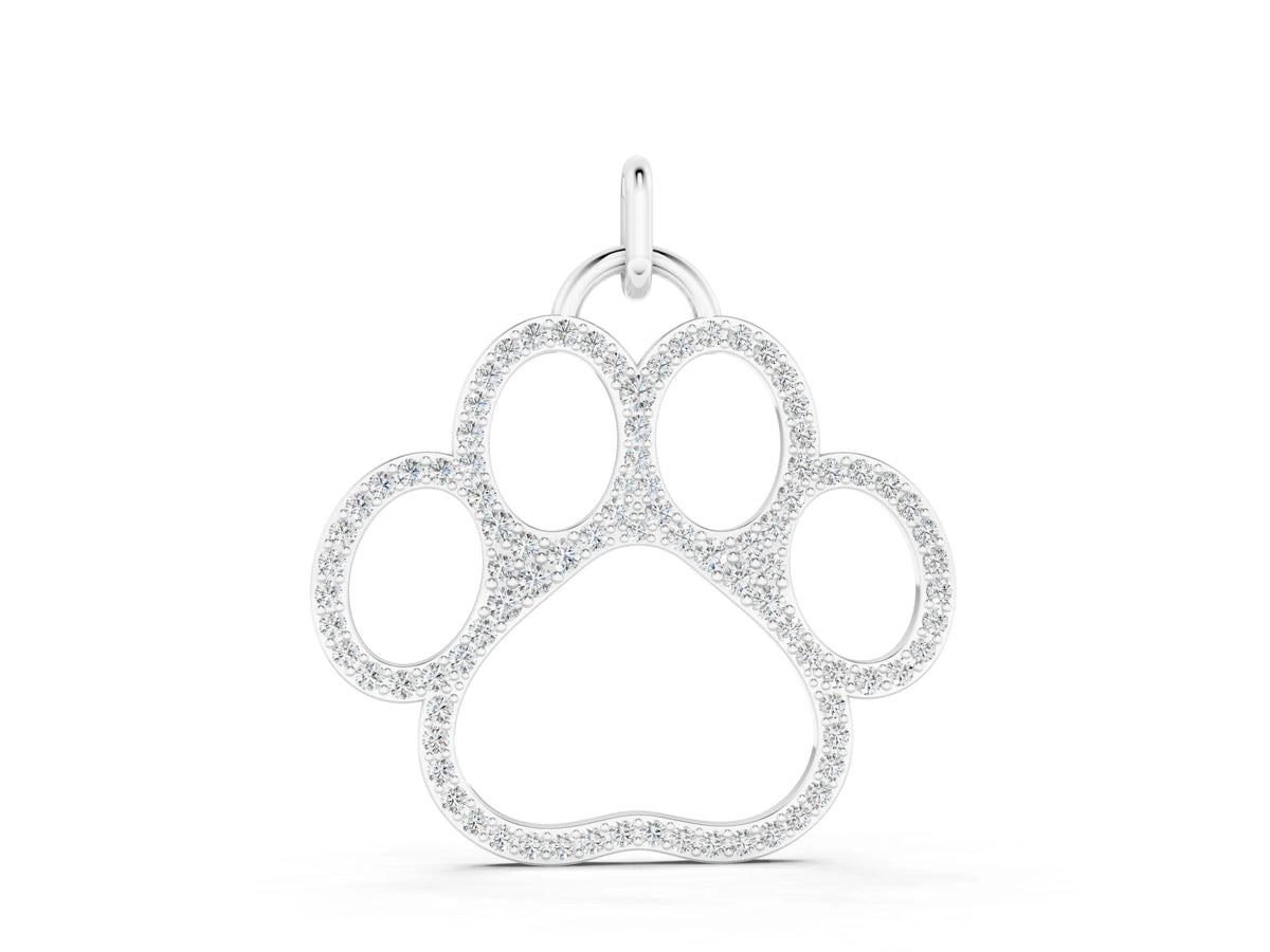 Silver Pavé Round Diamond Paw Pendant_2