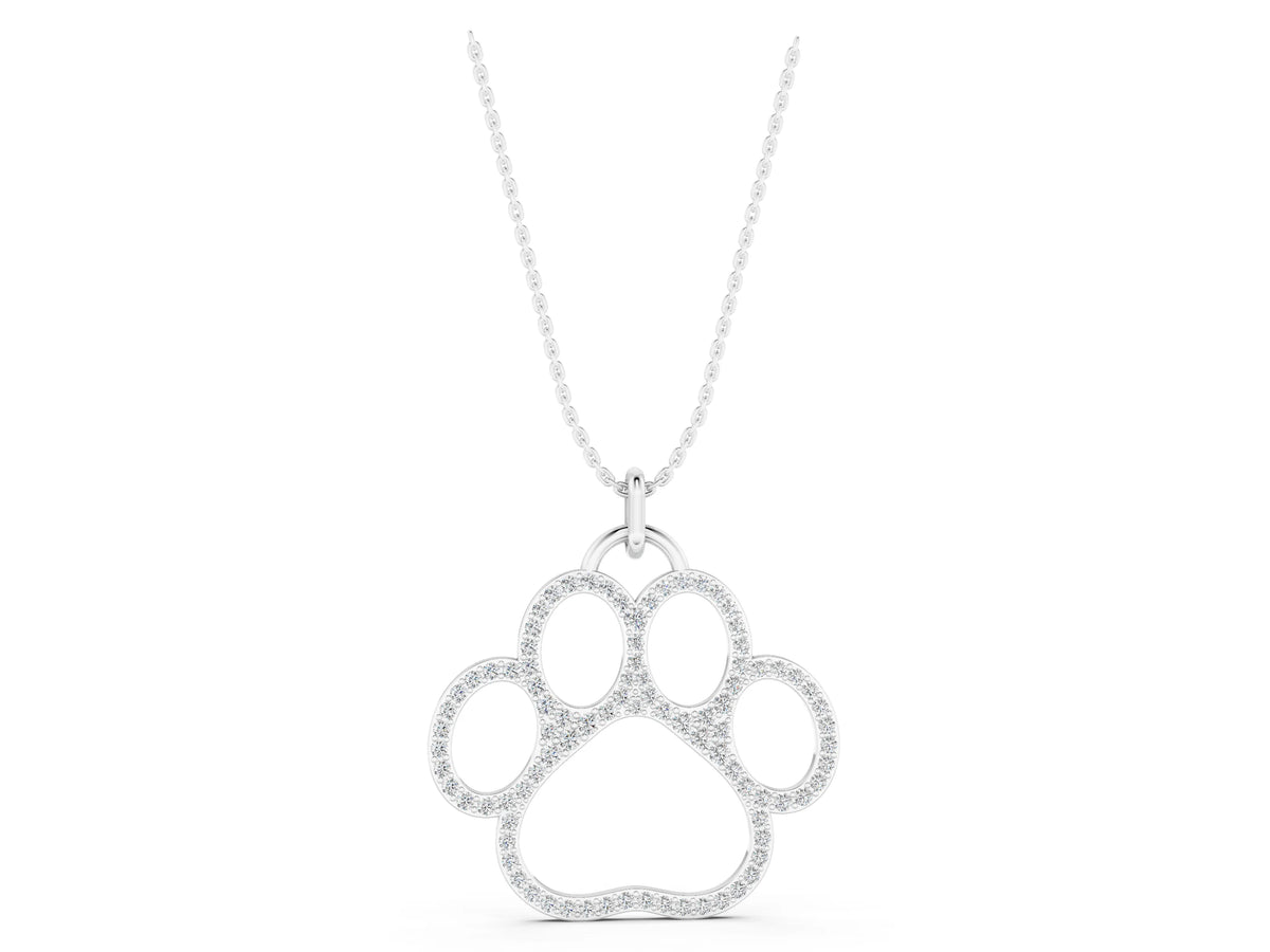 Silver Pavé Round Diamond Paw Pendant_3