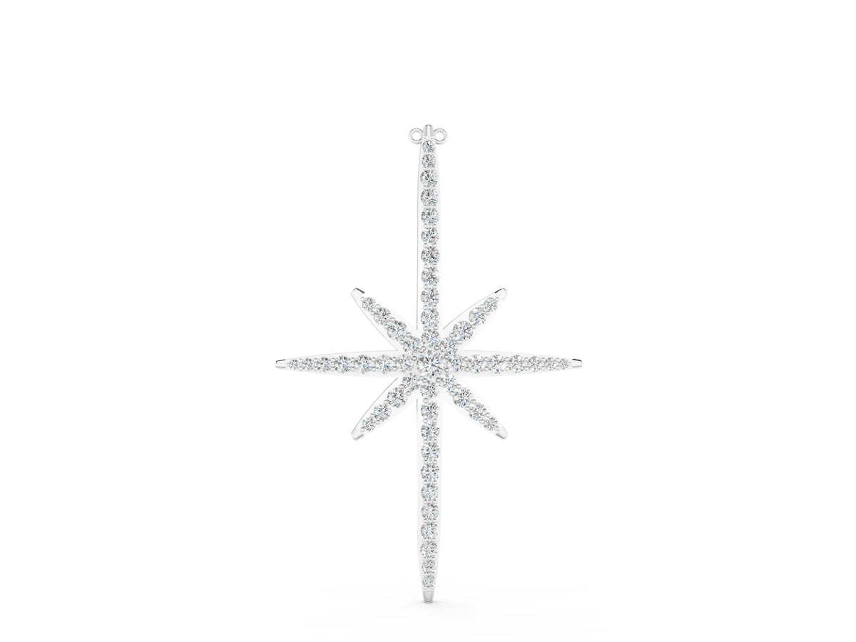 Silver Pavé Round Diamond Starburst Pendant with Prong Setting_2