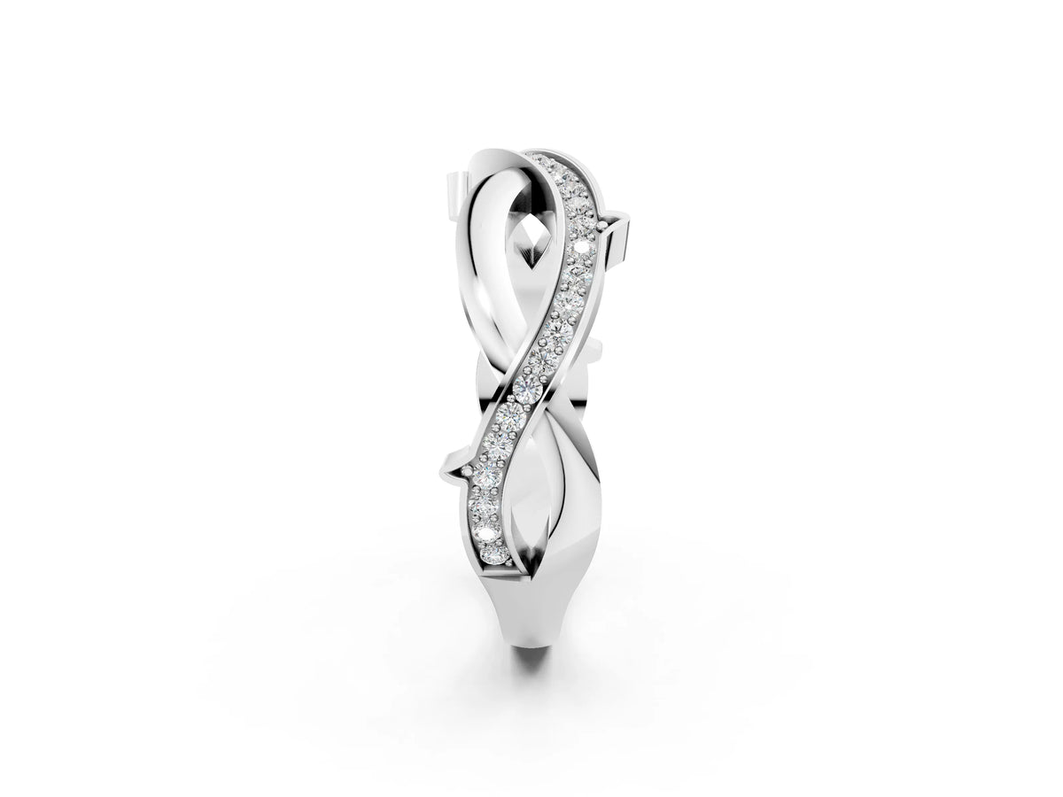 Silver Pavé Round Diamond Twist Band with Channel Setting_8