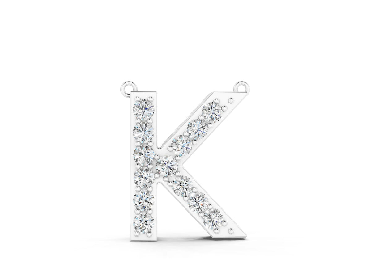 Silver Pavé Round Prong Set Initial Pendant_4