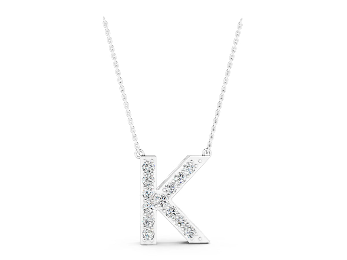 Silver Pavé Round Prong Set Initial Pendant_5