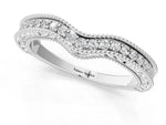 Silver Pave Round Diamond Curved Milgrain Band_7