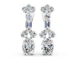 Silver Pear, Baguette and Oval Diamond Monaco Drop Earrings_4