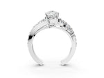 Silver Pear Cut Diamond Halo Ring with Marquise and Pavé Band in Prong Setting_9