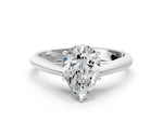 Silver Pear Cut Diamond Solitaire Engagement Ring with Cathedral Setting and Four-Prong Mount_12