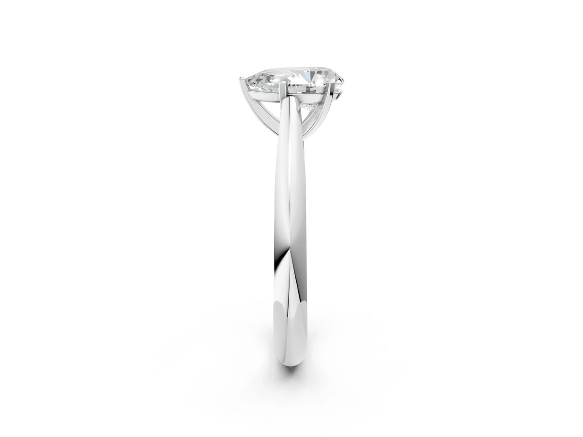 Silver Pear Cut Diamond Solitaire Engagement Ring with Cathedral Setting and Four-Prong Mount_14