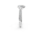 Silver Pear Cut Diamond Solitaire Engagement Ring with Multi-Row Round Pavé Band and Prong Setting_14