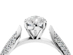 Silver Pear Cut Diamond Solitaire Engagement Ring with Multi-Row Round Pavé Band and Prong Setting_16