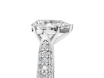 Silver Pear Cut Diamond Solitaire Engagement Ring with Multi-Row Round Pavé Band and Prong Setting_17