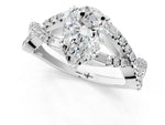 Silver Pear Cut Diamond Solitaire Ring with Four-Prong Setting and Twisted Pavé Band_7
