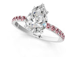 Silver Pear Cut Diamond Solitaire Ring with Round Morganite Pavé Band and Prong Setting_13