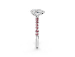 Silver Pear Cut Diamond Solitaire Ring with Round Morganite Pavé Band and Prong Setting_14