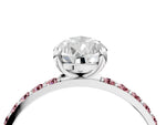 Silver Pear Cut Diamond Solitaire Ring with Round Morganite Pavé Band and Prong Setting_16