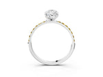 Silver Pear Cut Diamond Solitaire Ring with Round Yellow Sapphire Pavé Band and Prong Setting_15