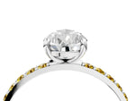 Silver Pear Cut Diamond Solitaire Ring with Round Yellow Sapphire Pavé Band and Prong Setting_16
