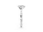 Silver Pear Cut Solitaire Diamond Ring with Bamboo Band and Four-Prong Setting_14