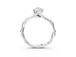 Silver Pear Cut Solitaire Diamond Ring with Bamboo Band and Four-Prong Setting_15