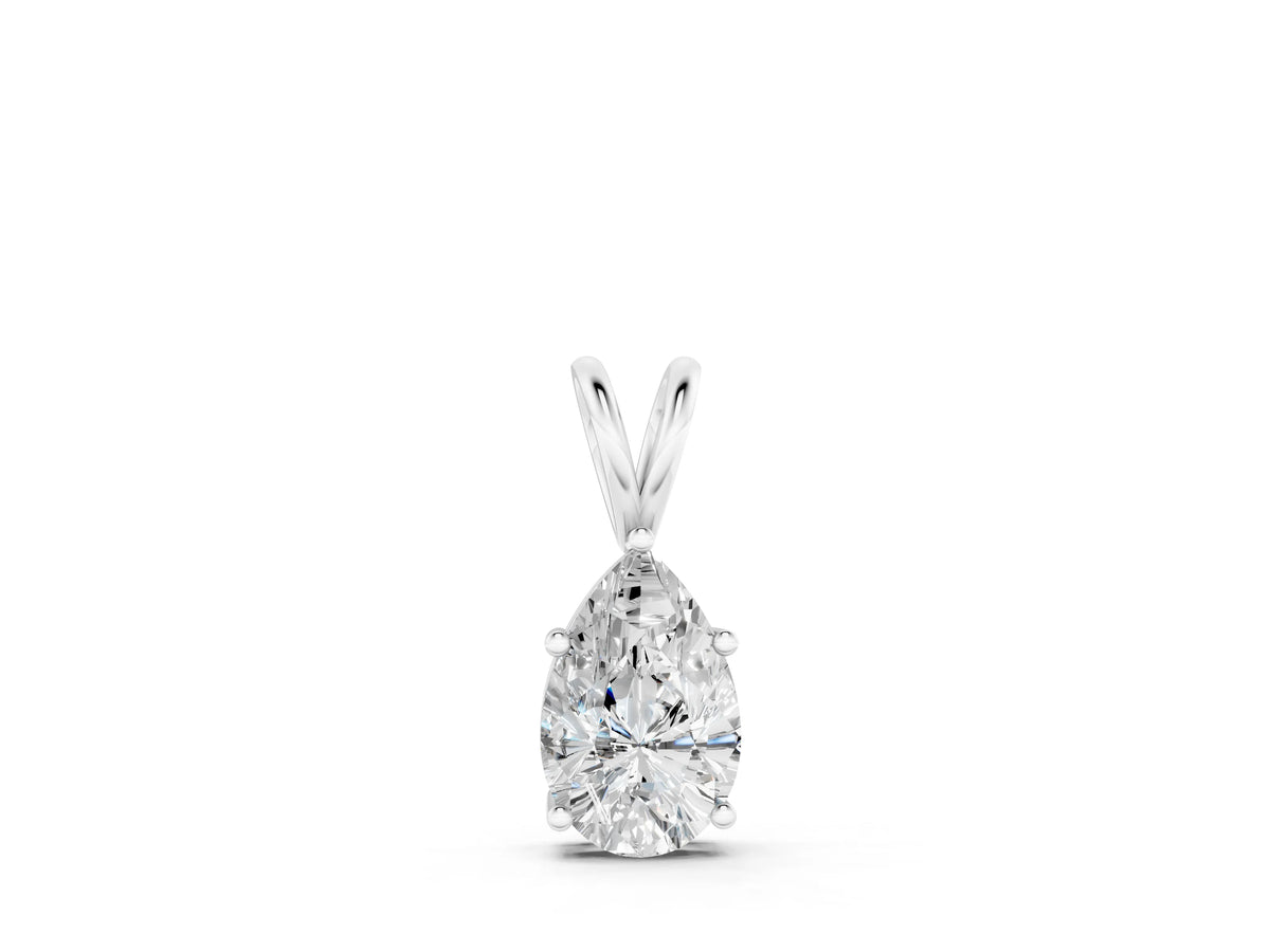 Silver Pear Cut Solitaire Pendant with Three-Prong Setting_2