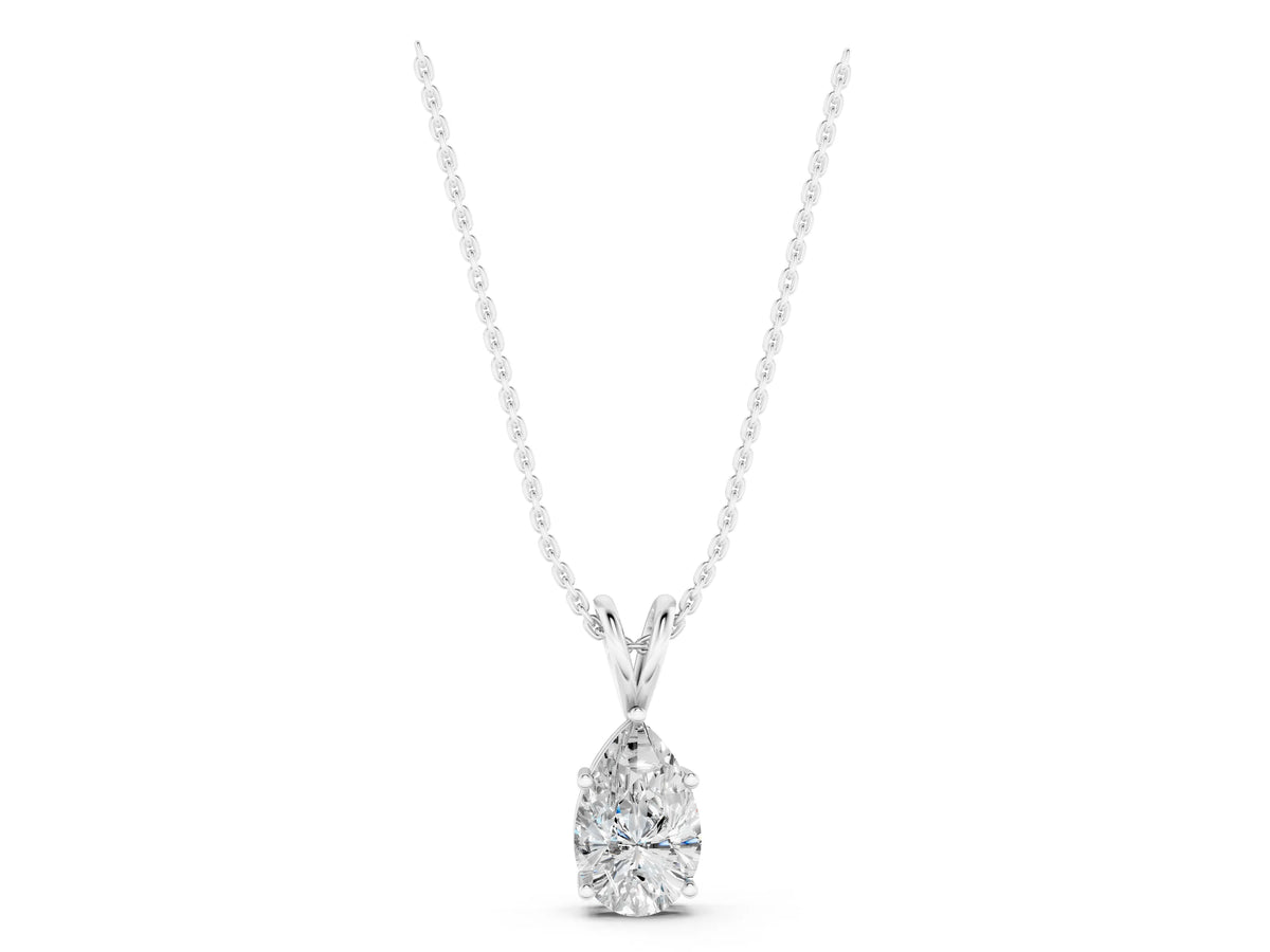 Silver Pear Cut Solitaire Pendant with Three-Prong Setting_3
