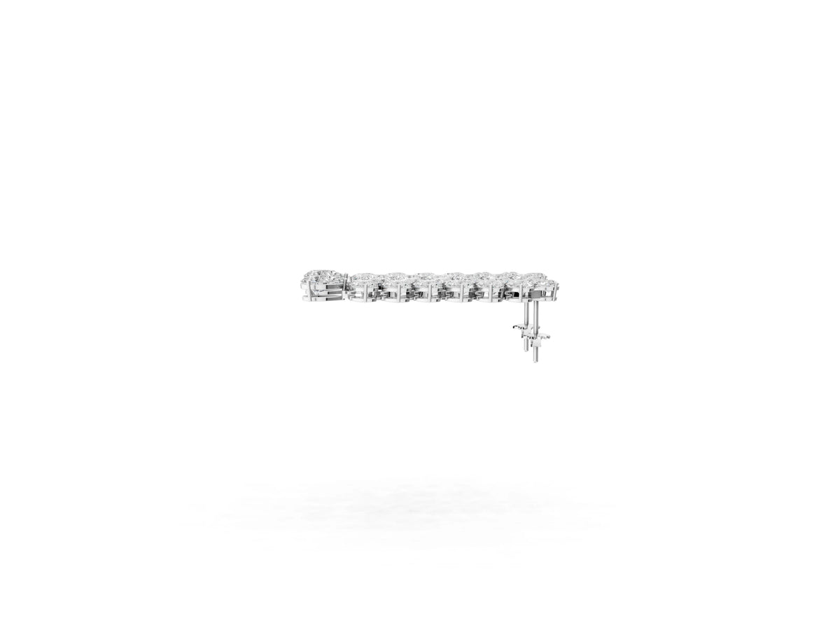 Silver Pear Diamond Cascading Leaf Drop Earrings_5