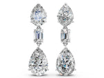 Silver Pear Diamond Drop Earrings with Emerald and Pear Lab Grown Diamond Accents_2