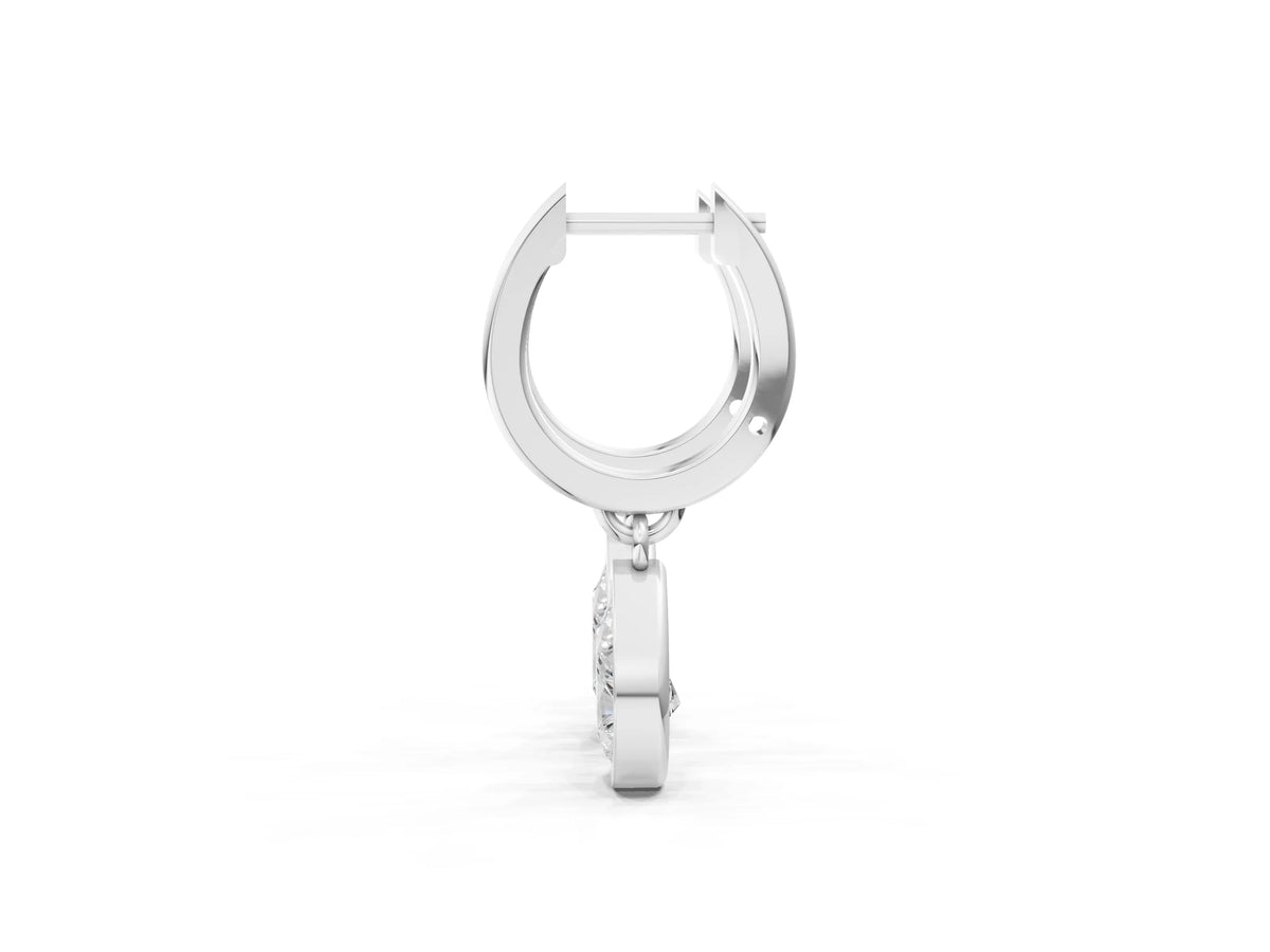 Silver Pear Diamond Framed Huggie Drop Earrings_3