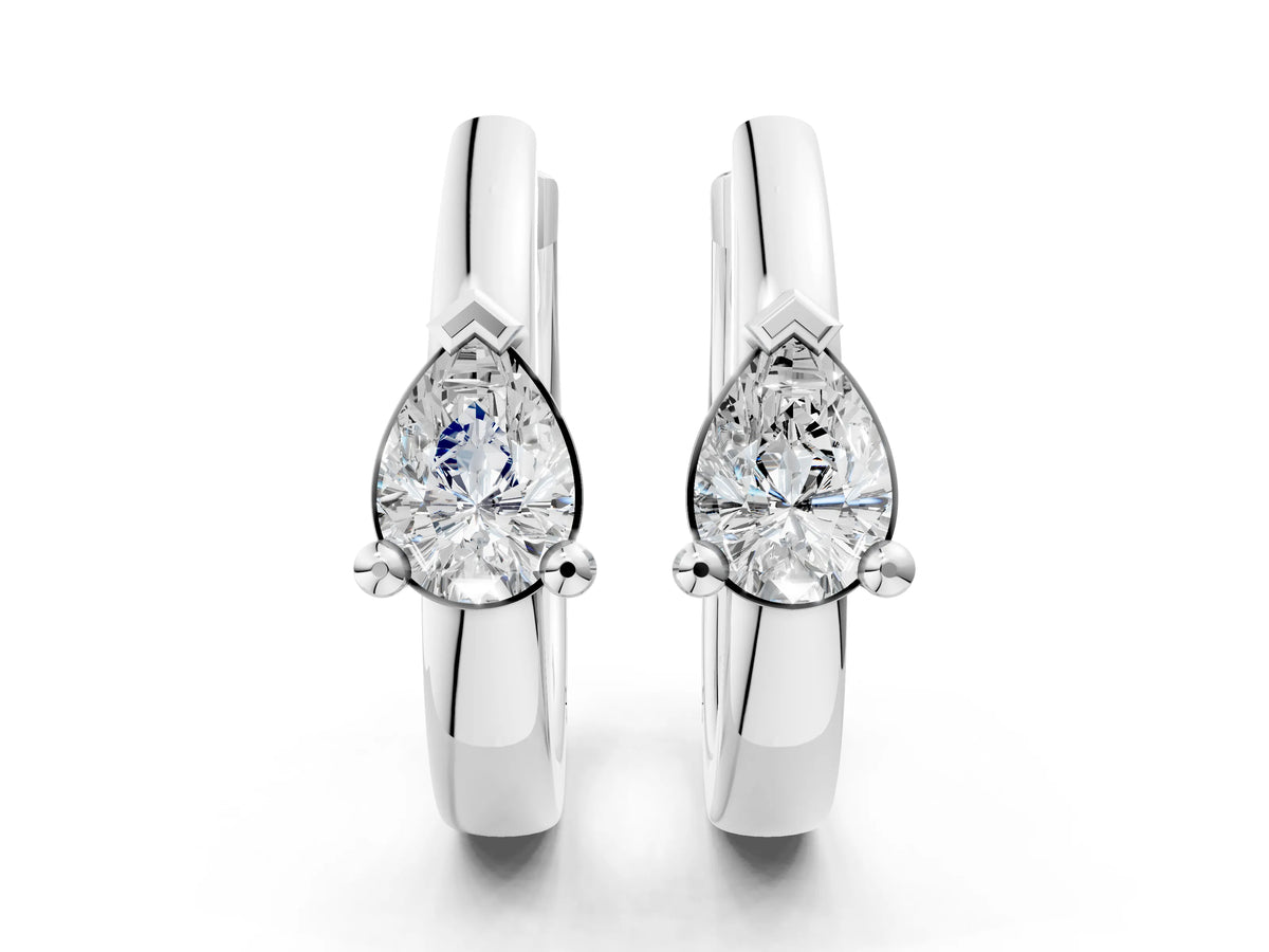 Silver Pear Diamond Mini Huggie Hoop Earrings_3