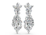 Silver Pear, Marquise and Oval Diamond Floral Drop Earrings_2