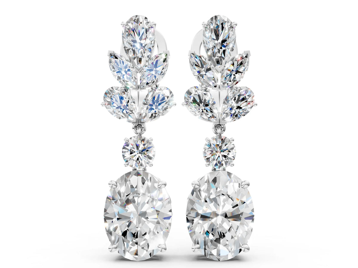 Silver Pear, Marquise and Round Diamond Sacramento Drop Earrings_2