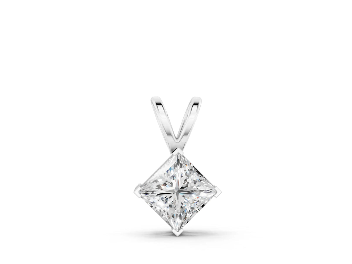 Silver Princess Cut Bezel Set Pendant_2