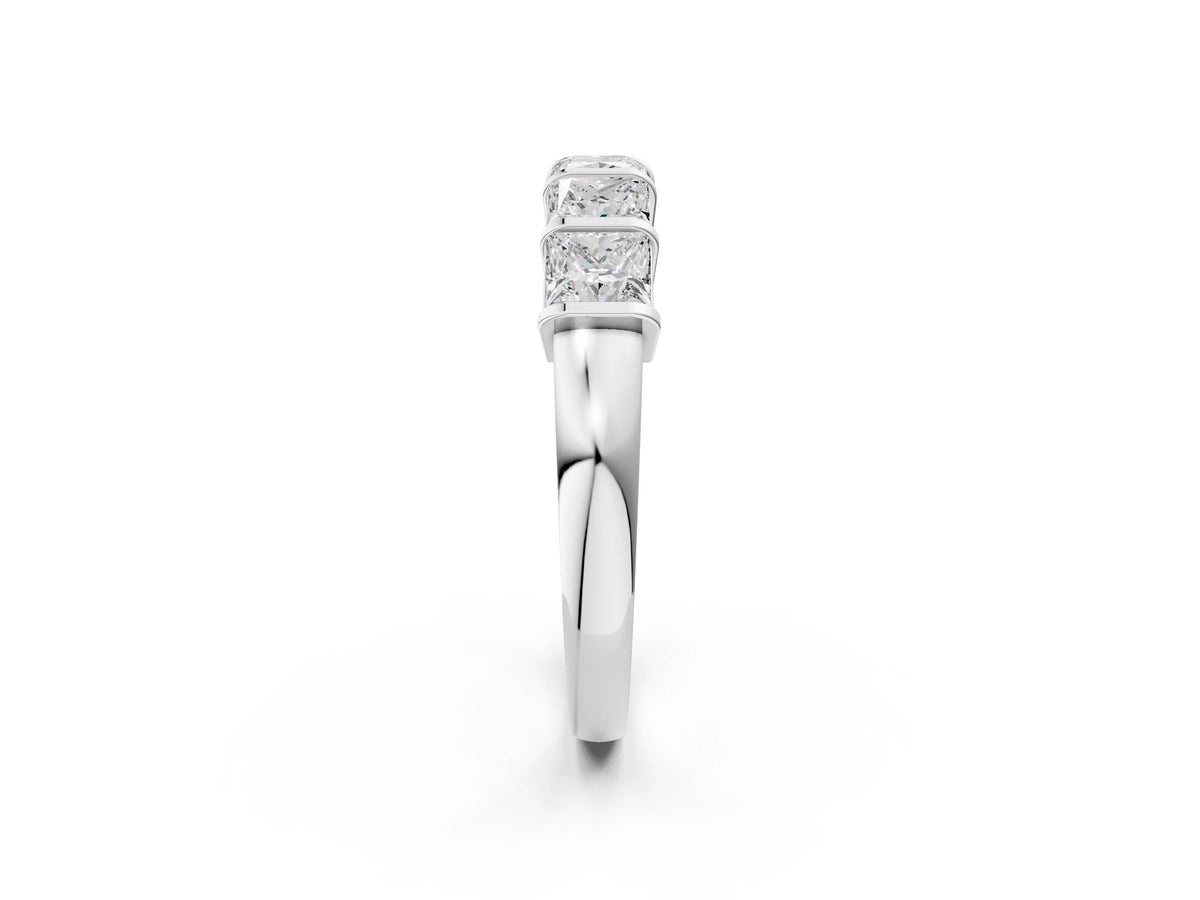 Silver Princess Cut Channel Set Diamond Band with Bar Prong Setting_2