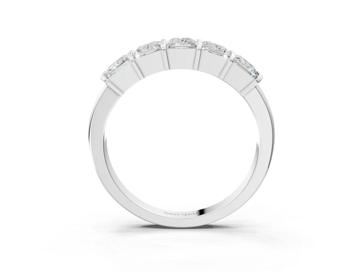 Silver Princess Cut Channel Set Diamond Band with Bar Prong Setting_3
