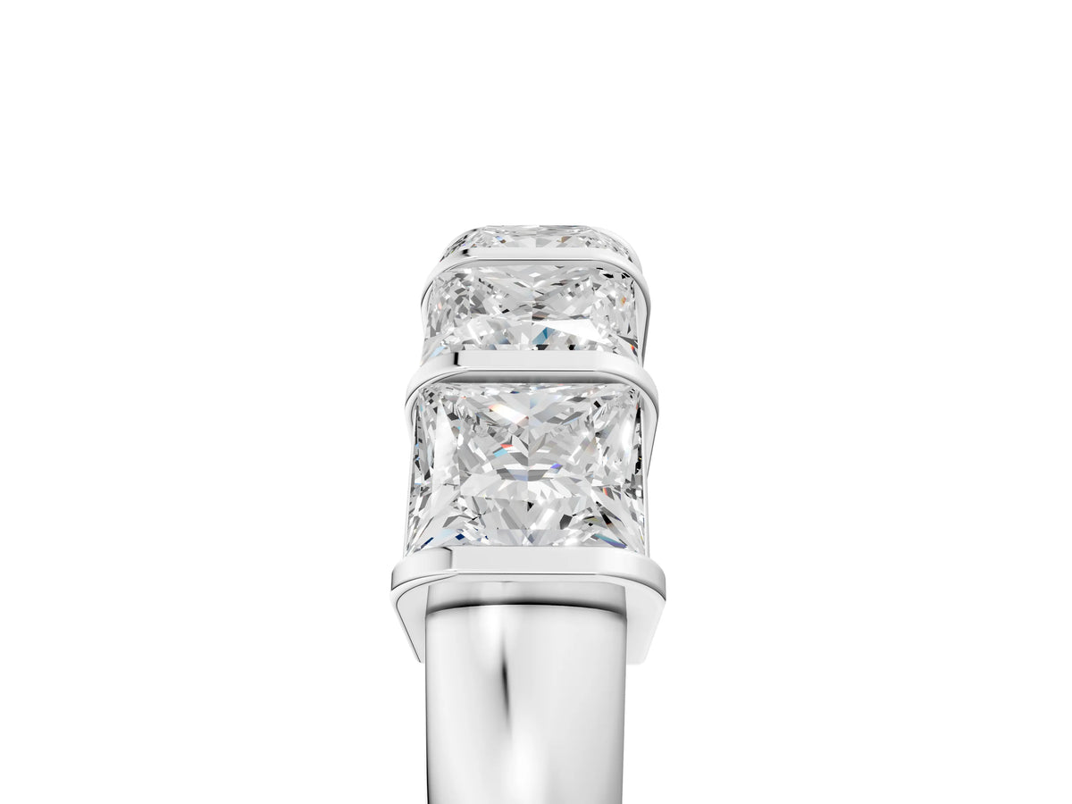 Silver Princess Cut Channel Set Diamond Band with Bar Prong Setting_5