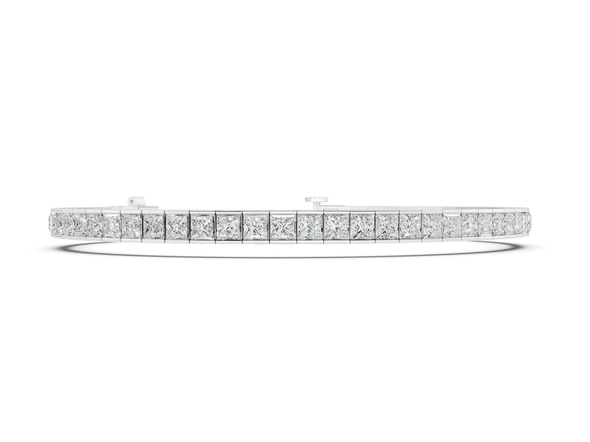 Silver Princess Cut Channel Set Diamond Tennis Bracelet_4