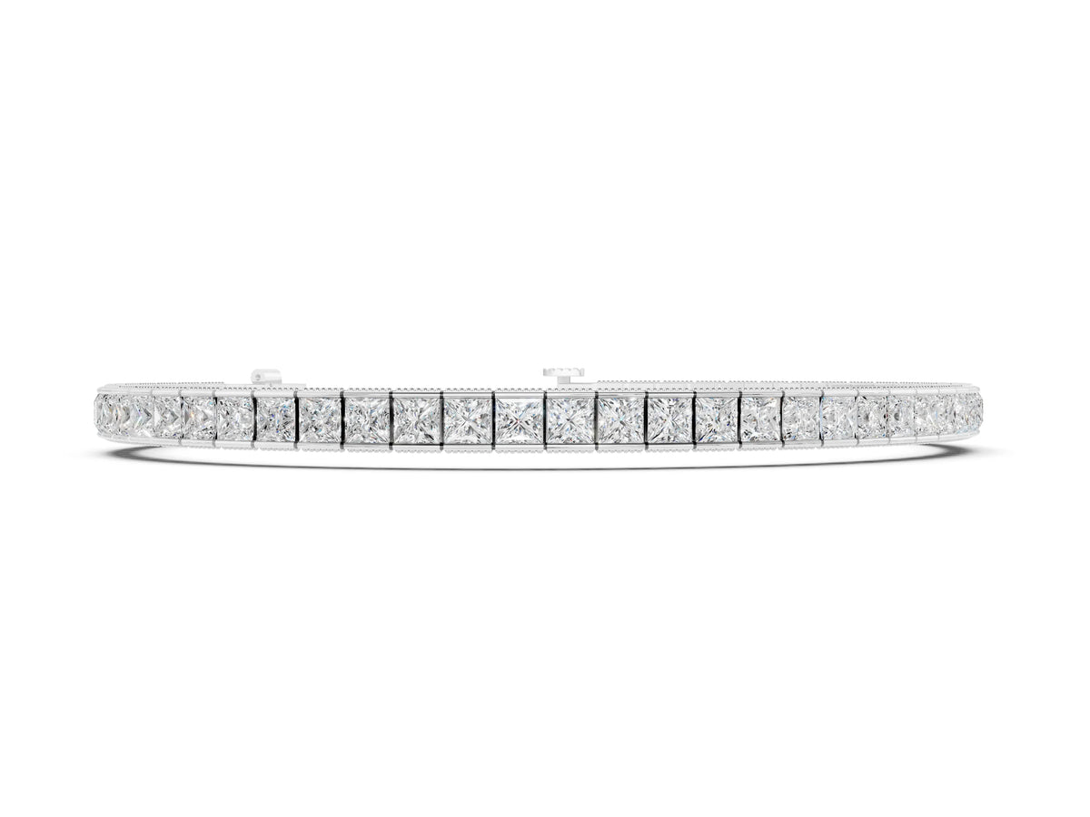 Silver Princess Cut Channel Set Tennis Bracelet with Box Clasp_2