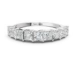 Silver Princess Cut Diamond Channel-Set Eternity Band with Prong Setting_12