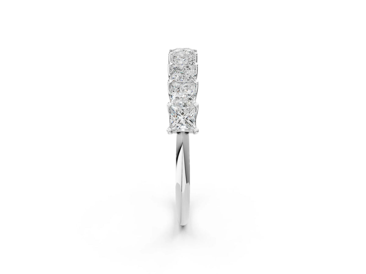 Silver Princess Cut Diamond Channel-Set Eternity Band with Prong Setting_14