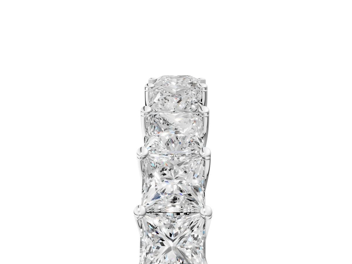Silver Princess Cut Diamond Channel-Set Eternity Band with Prong Setting_17