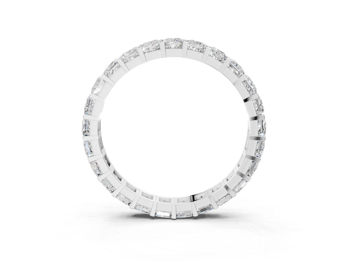 Silver Princess Cut Diamond Eternity Band with Channel Setting and Shared Prong_15