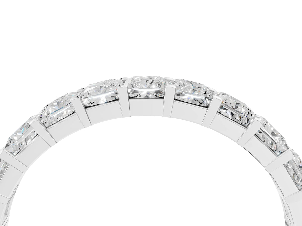 Silver Princess Cut Diamond Eternity Band with Channel Setting and Shared Prong_16