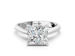 Silver Princess Cut Diamond Solitaire Engagement Ring with Cathedral Setting and Four-Prong Mount_6