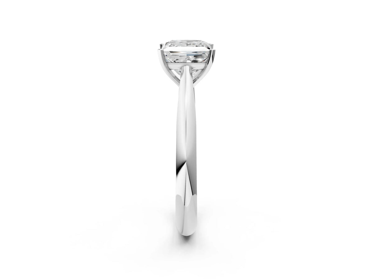 Silver Princess Cut Diamond Solitaire Engagement Ring with Cathedral Setting and Four-Prong Mount_8